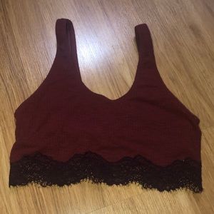 Burgundy Lacey Sports Bra from Aerie Size XS